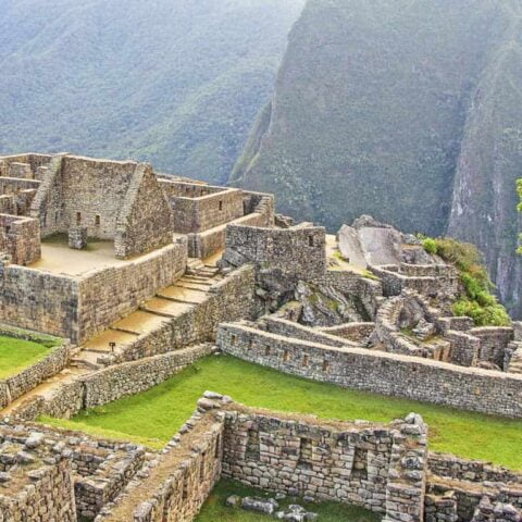 View of a patio at Machu Picchu ruins.